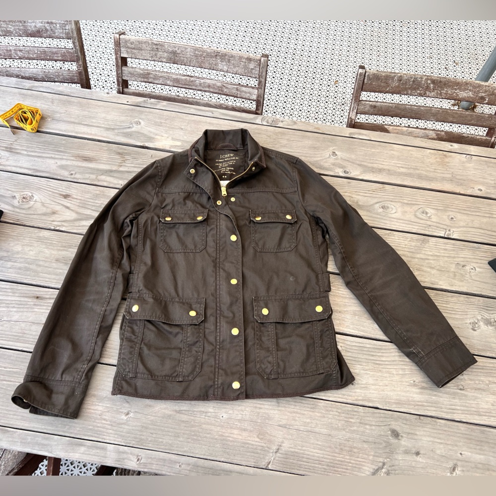 J. Crew Utility Jacket in Dark Brown with Yellow Hardware